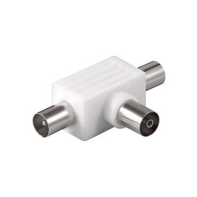 Adaptateur Coaxial en T 2 Mâle - 1 Femelle Plastique Blanc - GOOBAY