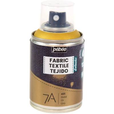 Peinture en Spray 7A - 100ml Spécial Textiles Naturels et Synthétiques Or - PÉBÉO