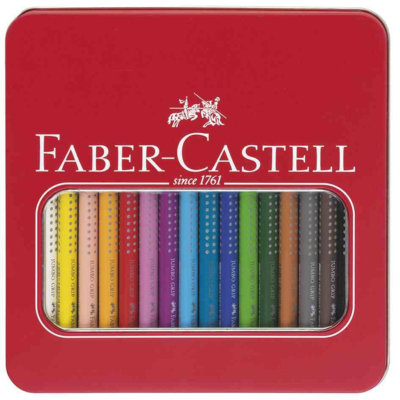 Crayons de couleur Jumbo Grip boîte métal de 16 pièces - Faber-Castell