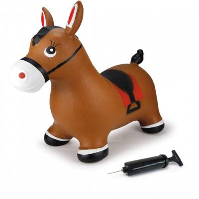 Cheval gonflable et rebondissant brun avec pompe - JAMARA