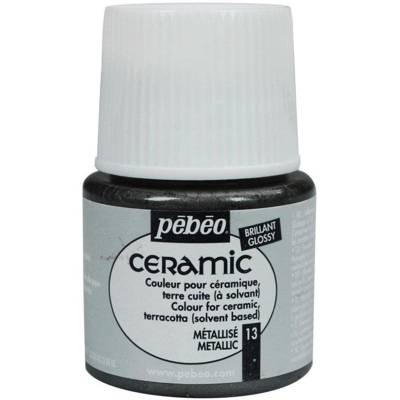 Flacon 45 ml peinture CERAMIC faïence et multi support METALLISE - PÉBÉO