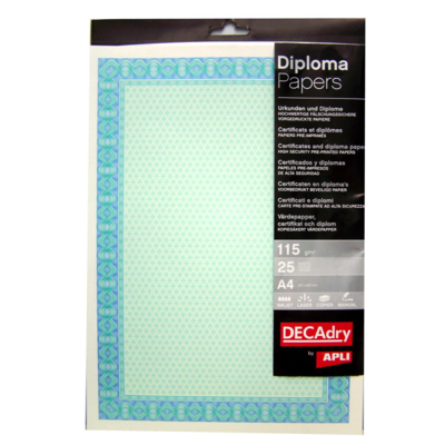 Papier de communication A4 115g 25 feuilles Diplômes vert - Apli-Agipa