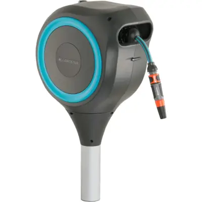 Dévidoir automatique sur pic RollUp M - 20 m - GARDENA - Bleu turquoise - 18614-20
