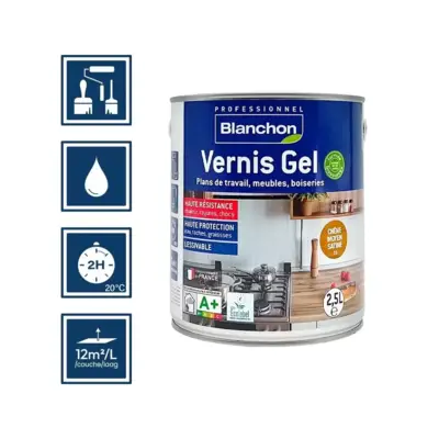 Vernis gel biosourcé chêne moyen 2,5 litres - BLANCHON - 1052