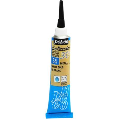 Peinture tissu Setacolor 3D Metal Or Blanc 20ml - PÉBÉO
