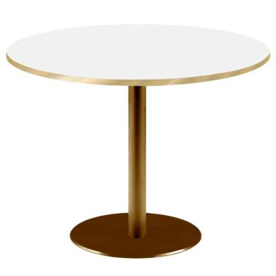 Table pied Doré Ø120cm blanc chants laiton - intérieur - RestooTab