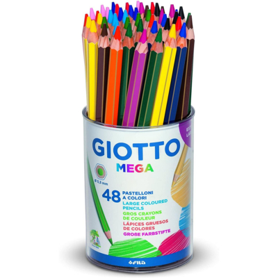 Pot de 48 MEGA crayons de couleur Diam 5,5 mm - Giotto