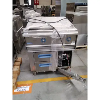 Ensemble plancha,  soubassement 2 tiroirs, Revêtement en inox, - PLSN40E+CHRR1/2 - Rosinox