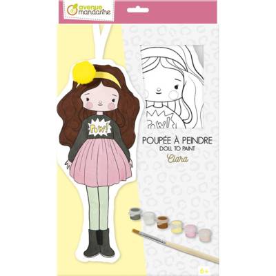 Kit Créatif Enfant - Poupée en coton Imprimé à Peindre Jaune - AVENUE MANDARINE