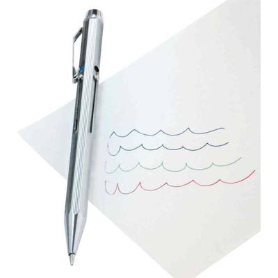 Stylo bille 4 couleurs Chromé avec mécanisme poussoir - WEDO