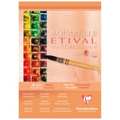 Bloc encollé A5 Etival Grain fin 300g 10 feuilles - CLAIREFONTAINE