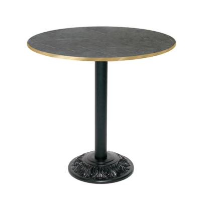 Table pied noir Ø70cm marquina chants laiton - intérieur - RestooTab