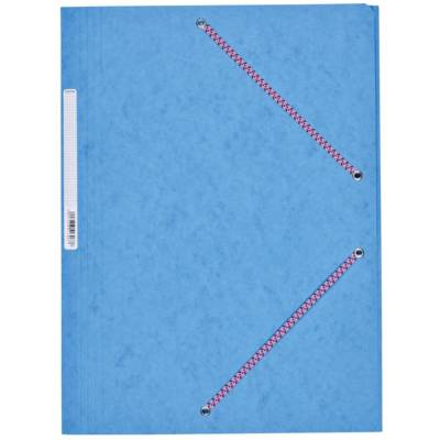 Chemise Carte Lustée 24 x 32 cm à rabats avec élastique et étiquette de dos Bleu Ciel - COUTAL