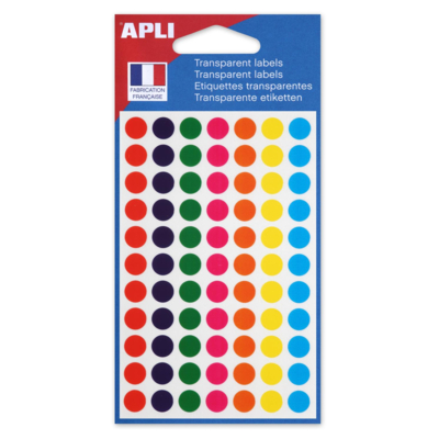 Sachet de 385 étiquettes Gommettes de signalisation Rondes 8 mm Assorties transparentes - Apli-Agipa