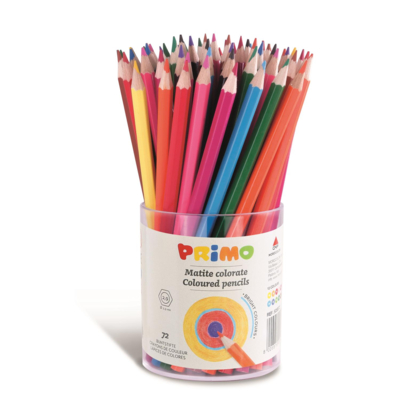 Crayons de couleur hexagonaux, laqués, en boîte en carton, 72 couleurs. Ø 2.9mm - Primo