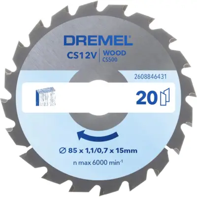 Lame à bois Blueprint CS500 pour scie circulaire - Ø 85 x 1,1/0,7 x 15 mm - DREMEL - 2608846431