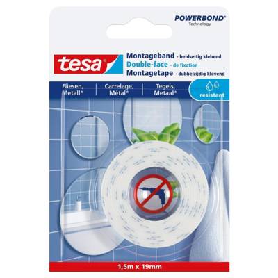 Powerbond Double-face de fixation Etanche pour carrelage/métal 19 mm x 1,5 m - TESA