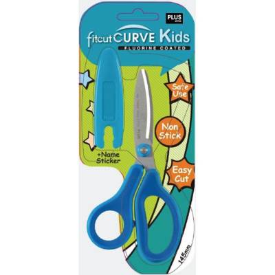 Ciseaux Enfants Fitcut Curve Fluorine-coated 145 mm Bleu - PLUS JAPAN
