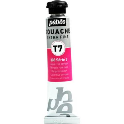 Tube 20ml Peinture Gouache T7 extra fine LAQUE ROSE BENGALE - PÉBÉO