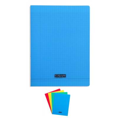 Cahier piqué 8000 POLYPRO 24x32 cm 96 p grands carreaux 90 g Coloris Aléatoire - CLAIREFONTAINE