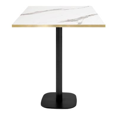 Mange-debout pied noir 70x70cm marbre blanc chant laiton - intérieur - RestooTab