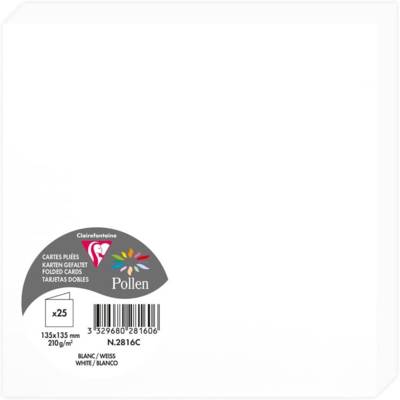 Pack de 25 Cartes pliées 210g 135x135 blanc - CLAIREFONTAINE