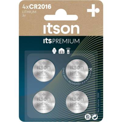 Pack 4 CR2016 Piles bouton Lithium Idéale clés de voiture, montres - ITSON