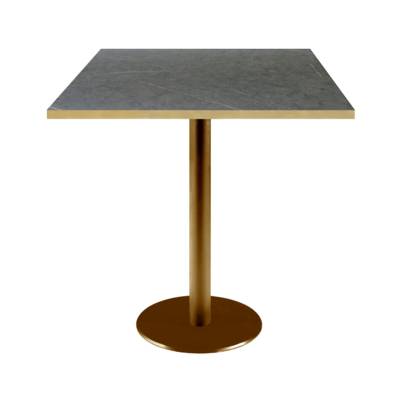 Table pied Doré 70x70cm marquina chants laiton - intérieur - RestooTab
