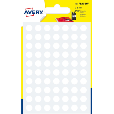 Sachet de 560 pastilles Ø8 mm Ecriture manuelle Blanc - Avery