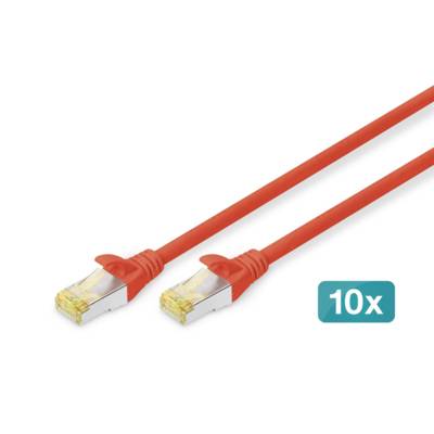 Pack de 10 Câble de brassage CAT 6A S/FTP 3m Rouge - DIGITUS