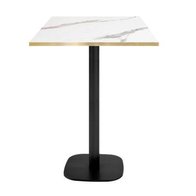 Mange-debout pied noir 60x60cm marbre blanc chant laiton - intérieur - RestooTab