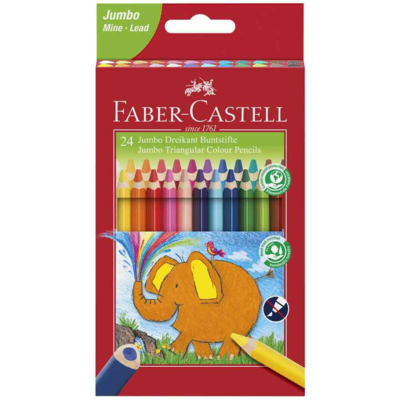 Crayons de couleur triangulaire Jumbo, étui 24 - Faber-Castell