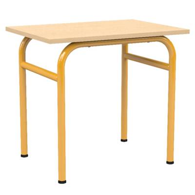 Table DELTA plateau ép.19 mm mélaminé chant ABS piètement époxy - 70x50cm - T4 - Hêtre miel/jaune RAL 1003 - MOBIDECOR
