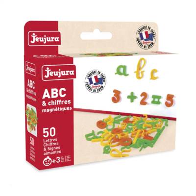 Coffret de 50 lettres Cursives, chiffres et signes aimantés pour Tableau - JEUJURA