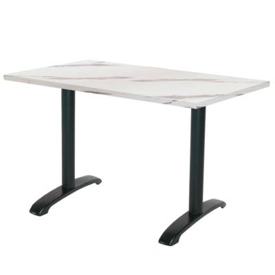 Table pied noir 160x80cm marbre blanc - intérieur - RestooTab