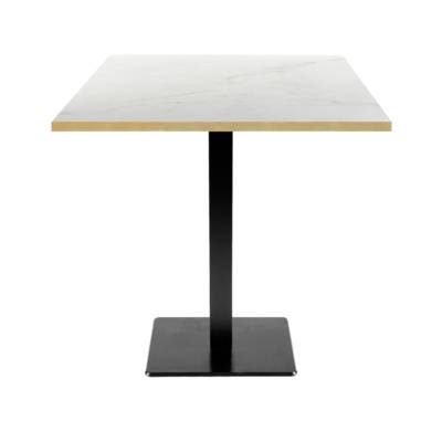 Table pied noir 70x70cm marbre paros chants laiton - intérieur - RestooTab
