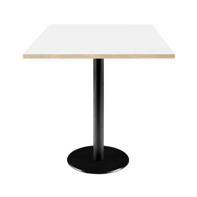 Table pied noir 70x70cm blanc chant bois - intérieur - RestooTab