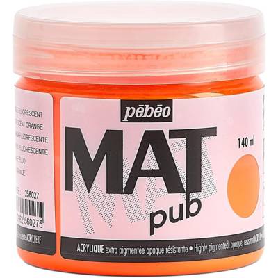 Pot 140ml Peinture Acrylique MAT pub ORANG FLUO - PÉBÉO