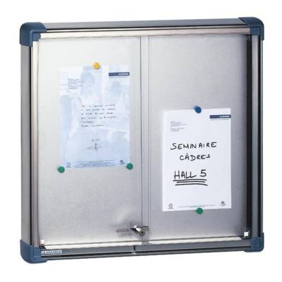 Vitrine d'affichage fond alu zinc intérieur à portes coulissantes – Ulmann