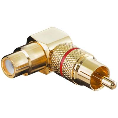 Connecteur RCA 90° version Or, rouge - RCA femelle > RCA mâle - GOOBAY