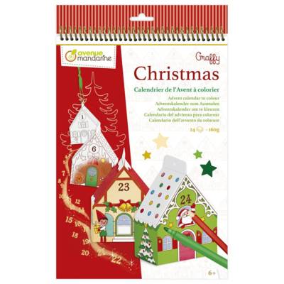 Graffy Créa, Calendrier de l'avent 24 boites à colorier et assembler Rouge - AVENUE MANDARINE