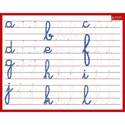 Ardoise rigide effaçable à sec "Minuscules Cursives" 21 x 26,5 cm - BOUCHUT