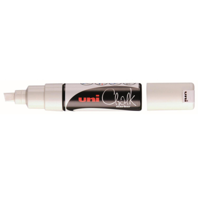 Marqueur craie Pointe biseautée large CHALK Marker PWE8K 8mm Blanc - Uni-Ball