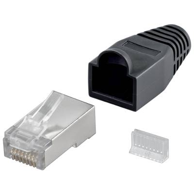 Fiche modulaire RJ45 Blindée et protégée pour Câble Rond, Noir - GOOBAY