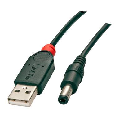 Câble adaptateur d'alimentation USB A mâle vers DC 5,5/2,1 mâle - LINDY