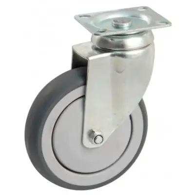 Roulette pivotante à platine rectangulaire AVL - Roue caoutchouc Ø 100 - Charge 45 kg - 550832O