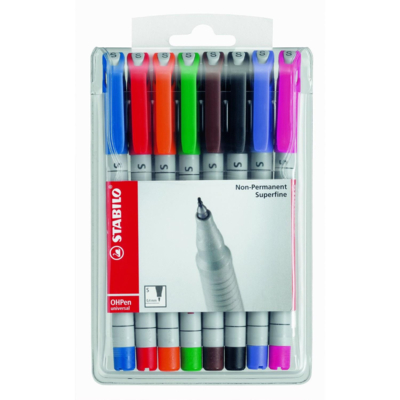 Pochette de 8 Feutre pour Transparent OHPen encre soluble Pte fine - STABILO