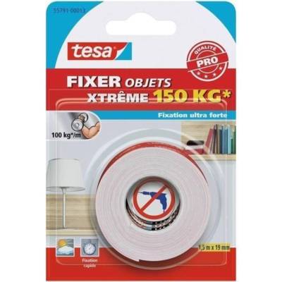 Adhésif Fixer Objets Double face xTREME 150Kg 1,5m x 19mm - TESA