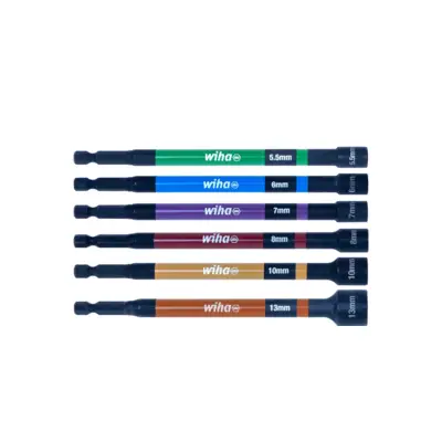 Jeu de 6 douille magnétiques à code couleur, 150 mm - WIHA - 47035