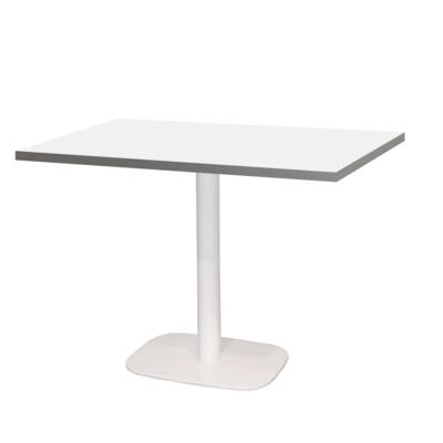 Table pied blanc 120x70cm blanc chants inox - intérieur - RestooTab